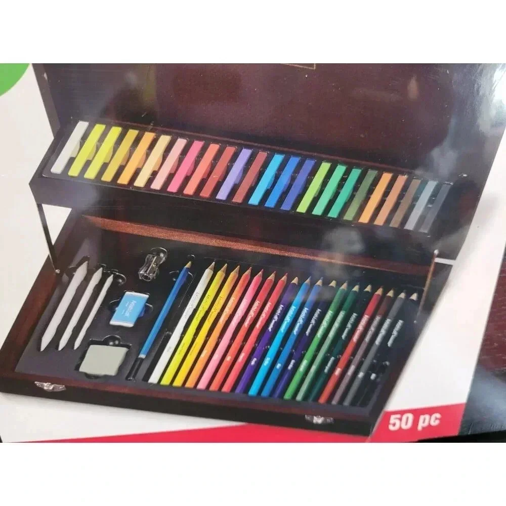 Artist’s Loft Wood Box Case- Drawing Set 50 Pieces - Brand New - Picture 4 of 8